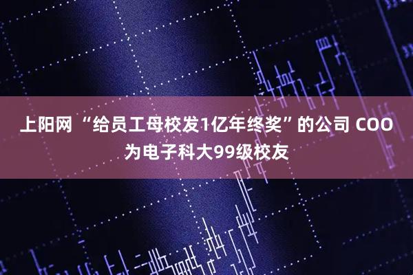 上阳网 “给员工母校发1亿年终奖”的公司 COO为电子科大99级校友